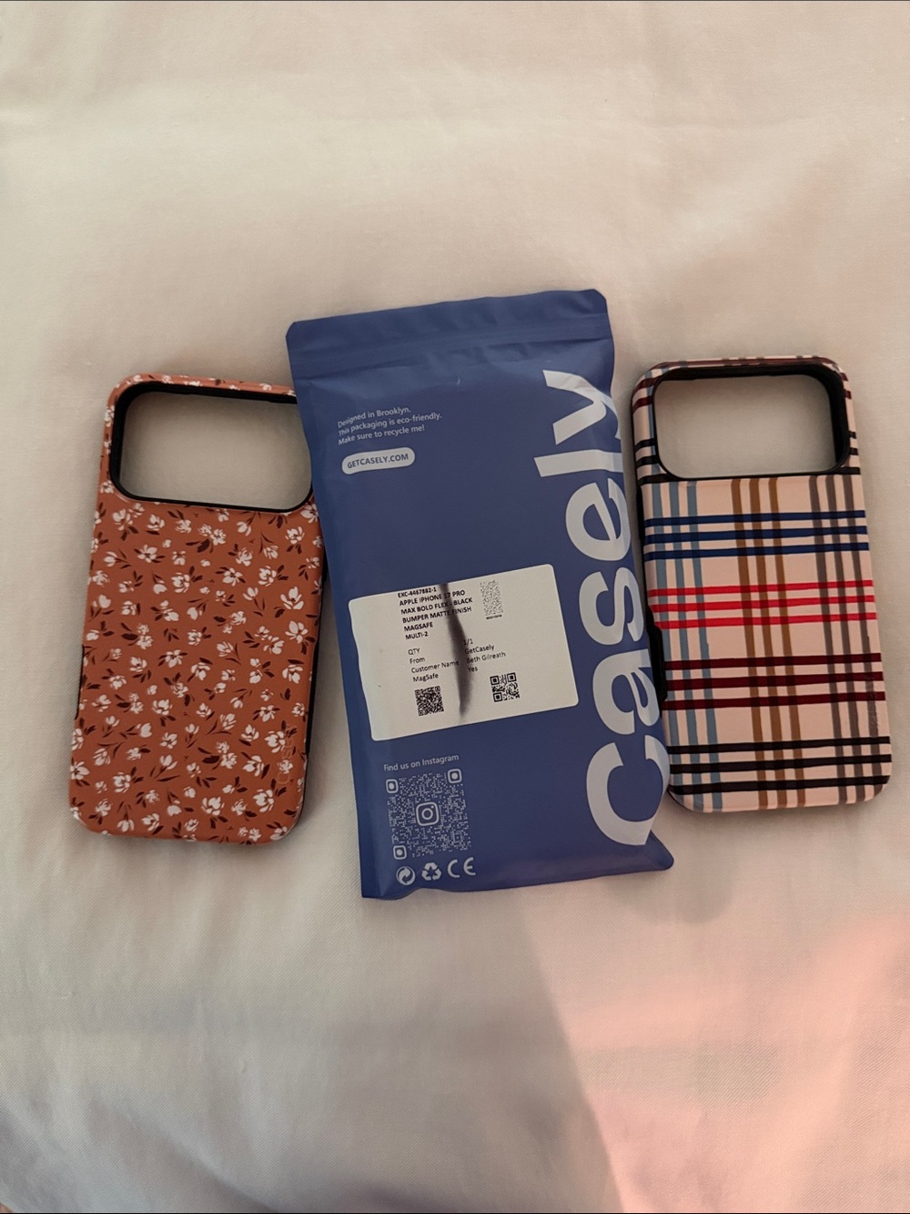 Casely Floral & Plaid Dual Phone Case Set - Brown Floral, Beige Plaid